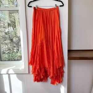 New Free People FP One Clover Maxi Skirt Orange Small